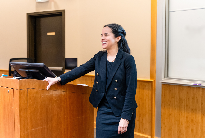 Lisa Shaw Roy teaches a class.