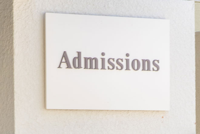 Admissions sign