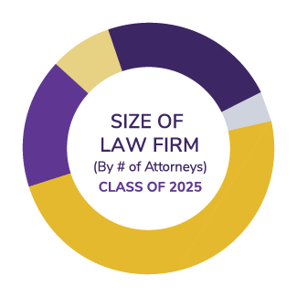 Size of law firm by # of attorneys that employ CWSL Class of 2024 students