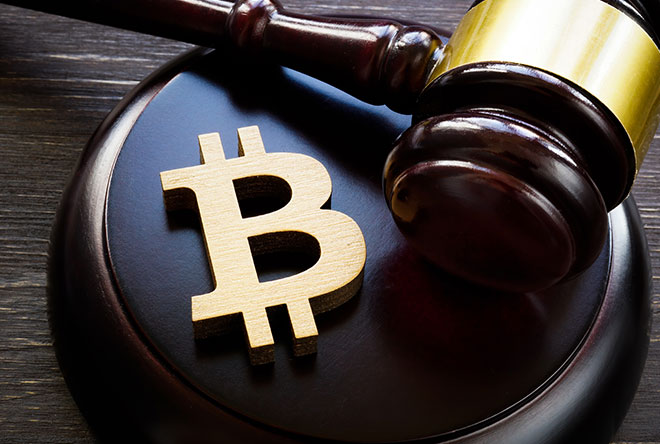 Bitcoin symbol and gavel