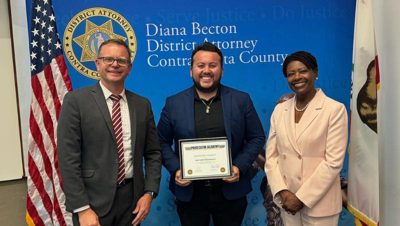 Raymond Vasquez 1L (center), Contra Costa County District Attorney Diana Becton (right)