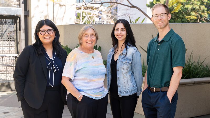 Carolyn Popp (second from left), alongside students she supports through her Summer Internship Assistance Fund