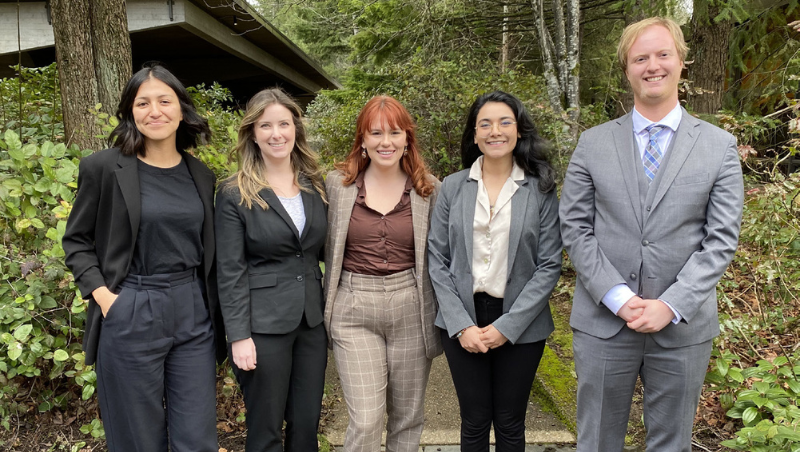 Maliat Chowdhury (2nd from right) with her fellow law students