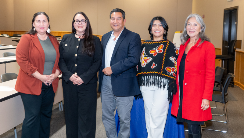 Angela Medrano, Esq., Honorable Devon Lomayesva ’99, Dwight (Kala) Lomayesva, 3L Jasmin E. Divas Villeda, and Professor Laura Padilla.  