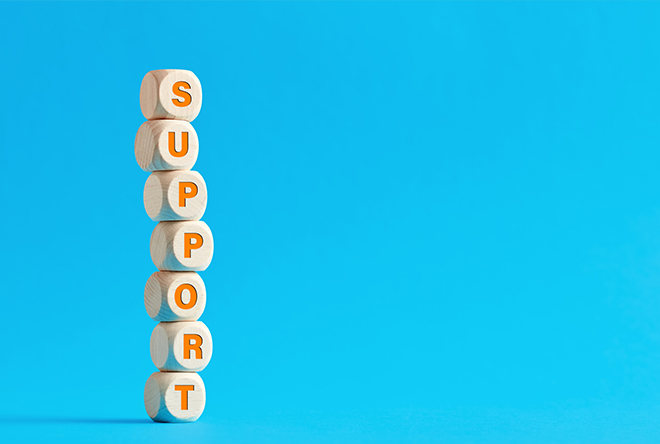 blocks spelling out support