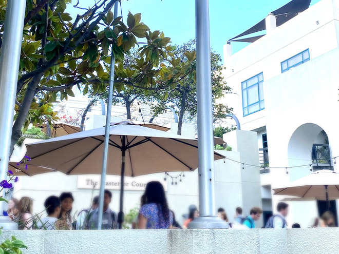 Students hanging out on the courtyard